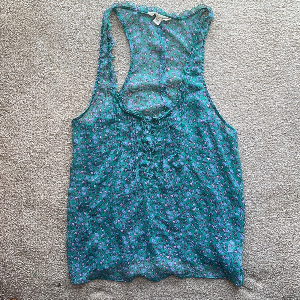 American Eagle Lightweight Sheer Floral Tank Top